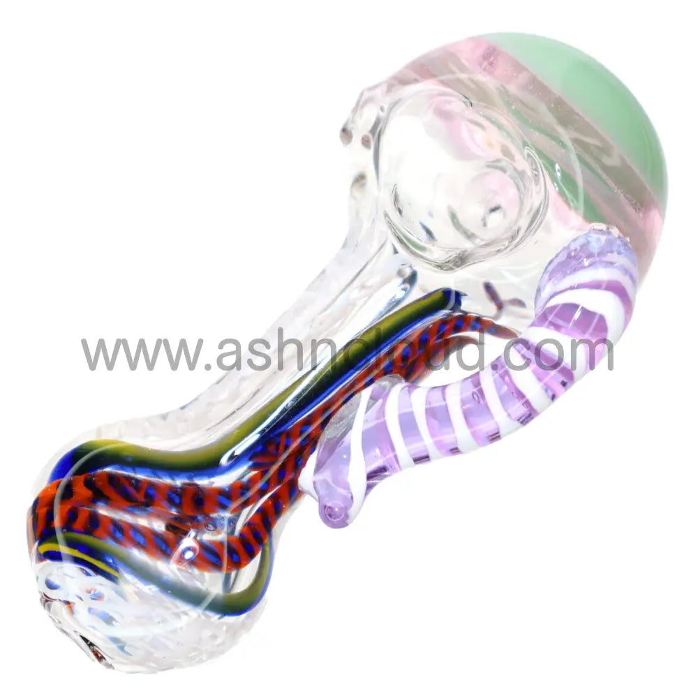 5 In - Exotic Horn Twisted Glass Hand Pipe Spoon