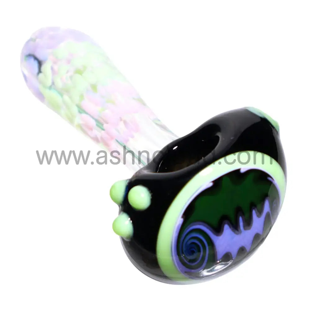 5 In - Exotic Reverse Head Slime Swirls Hand Pipe Spoon