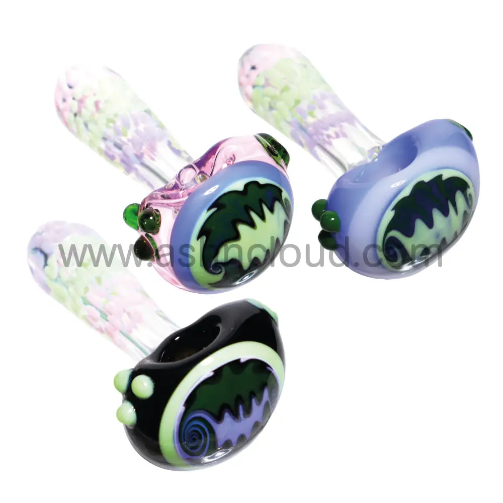 5 In - Exotic Reverse Head Slime Swirls Hand Pipe Spoon