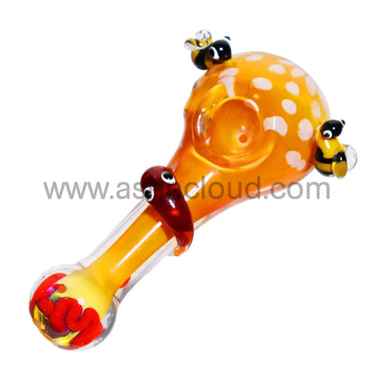 5 In - Fancy Bees And Worm Hand Pipe Spoon