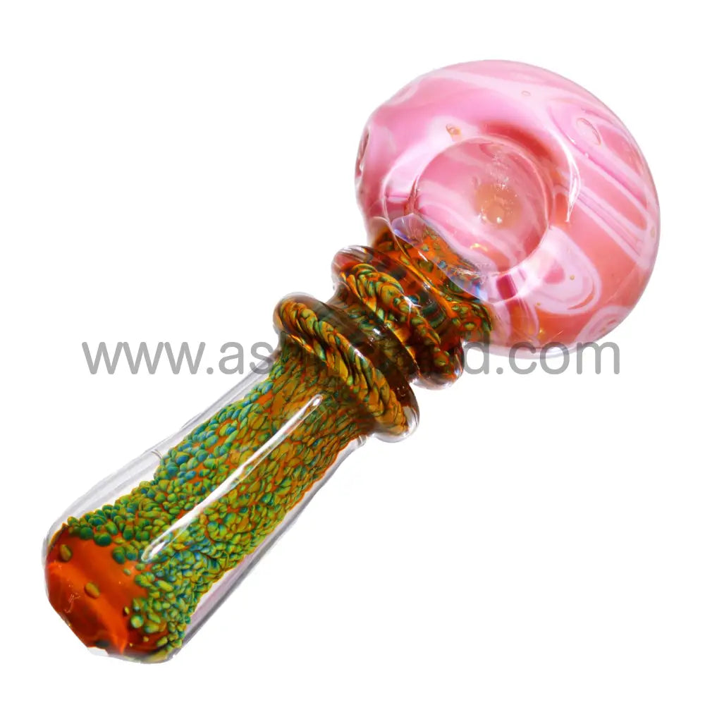 5 In - Fancy Color Implosion Multidesign Glass Hand Pipe Spoon