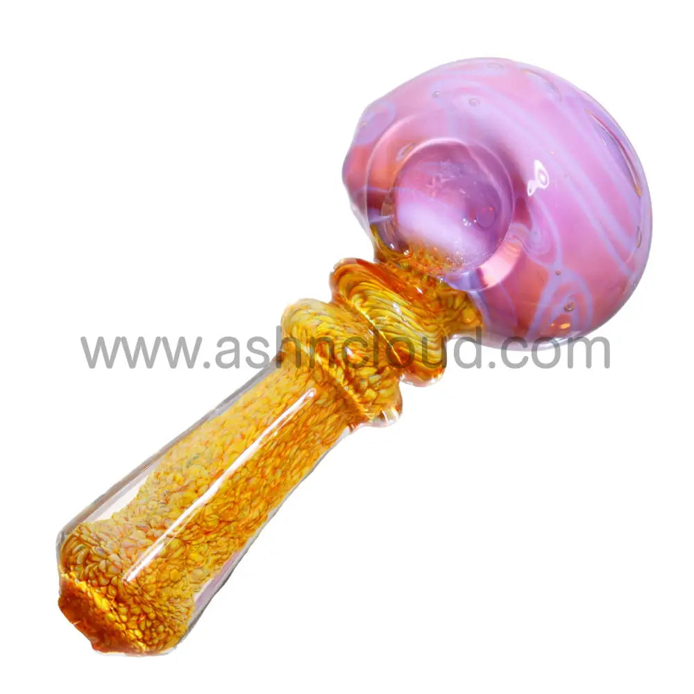 5 In - Fancy Color Implosion Multidesign Glass Hand Pipe Spoon