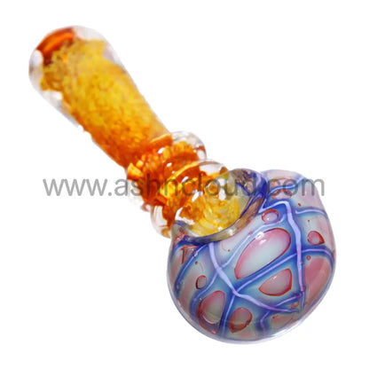 5 In - Fancy Color Implosion Multidesign Glass Hand Pipe Spoon