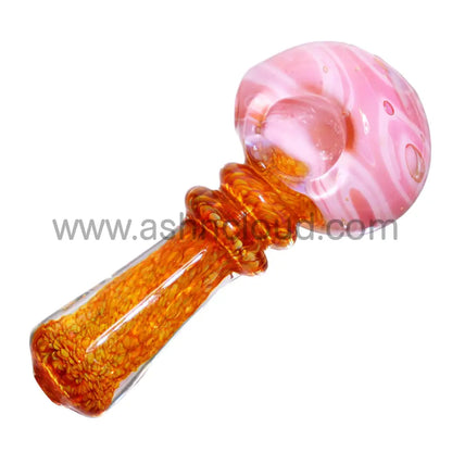 5 In - Fancy Color Implosion Multidesign Glass Hand Pipe Spoon