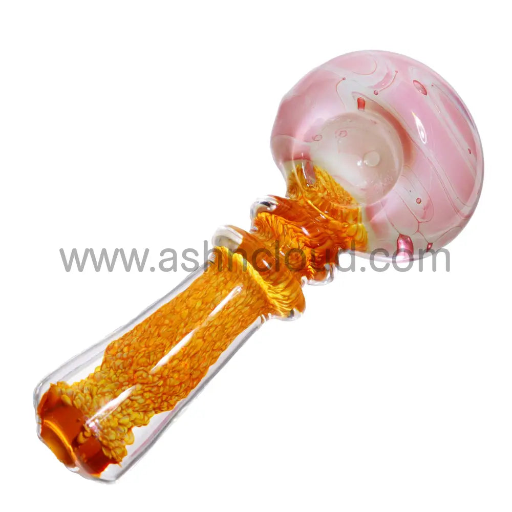 5 In - Fancy Color Implosion Multidesign Glass Hand Pipe Spoon