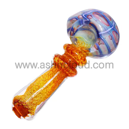 5 In - Fancy Color Implosion Multidesign Glass Hand Pipe Spoon