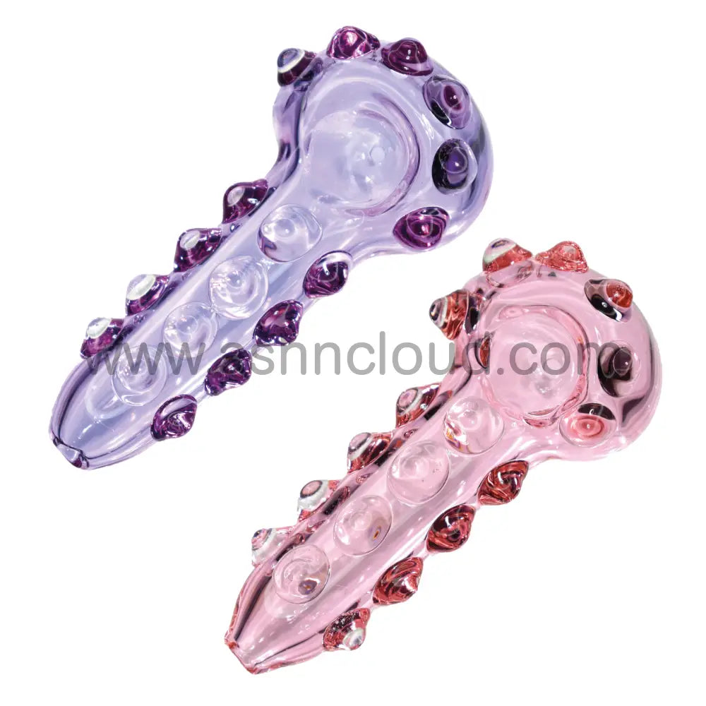 5 In - Fancy Doted Purple And Pink Hand Pipe Spoon