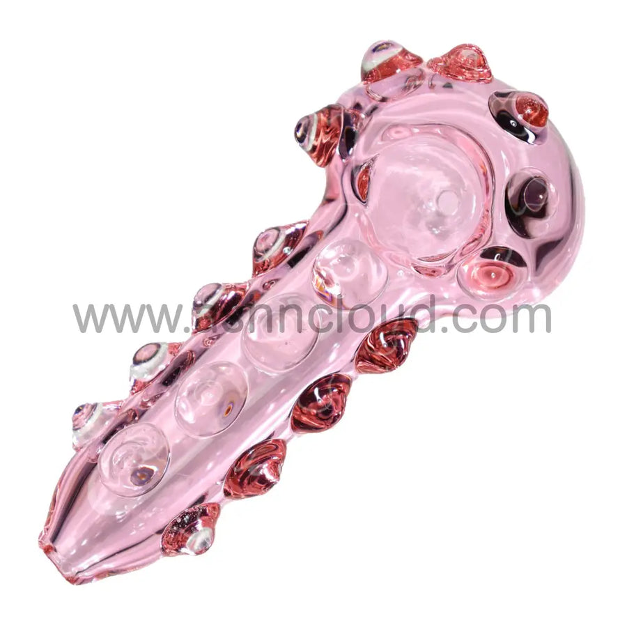 4.5 Inch Studded Glass Spoon Pipe with Bubble Grip