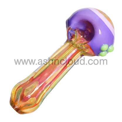 5 In - Fancy Honeycomb Gold Multicolor Head Hand Pipe Spoon