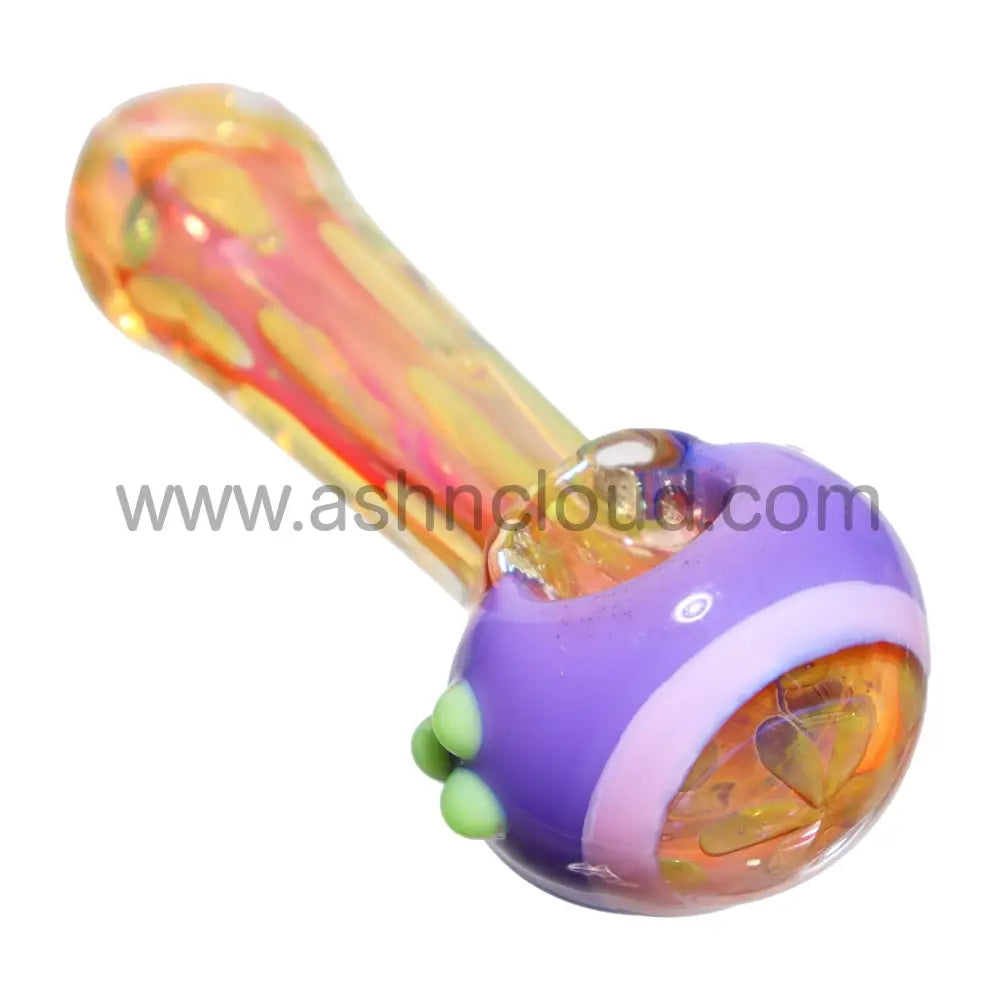 5 In - Fancy Honeycomb Gold Multicolor Head Hand Pipe Spoon