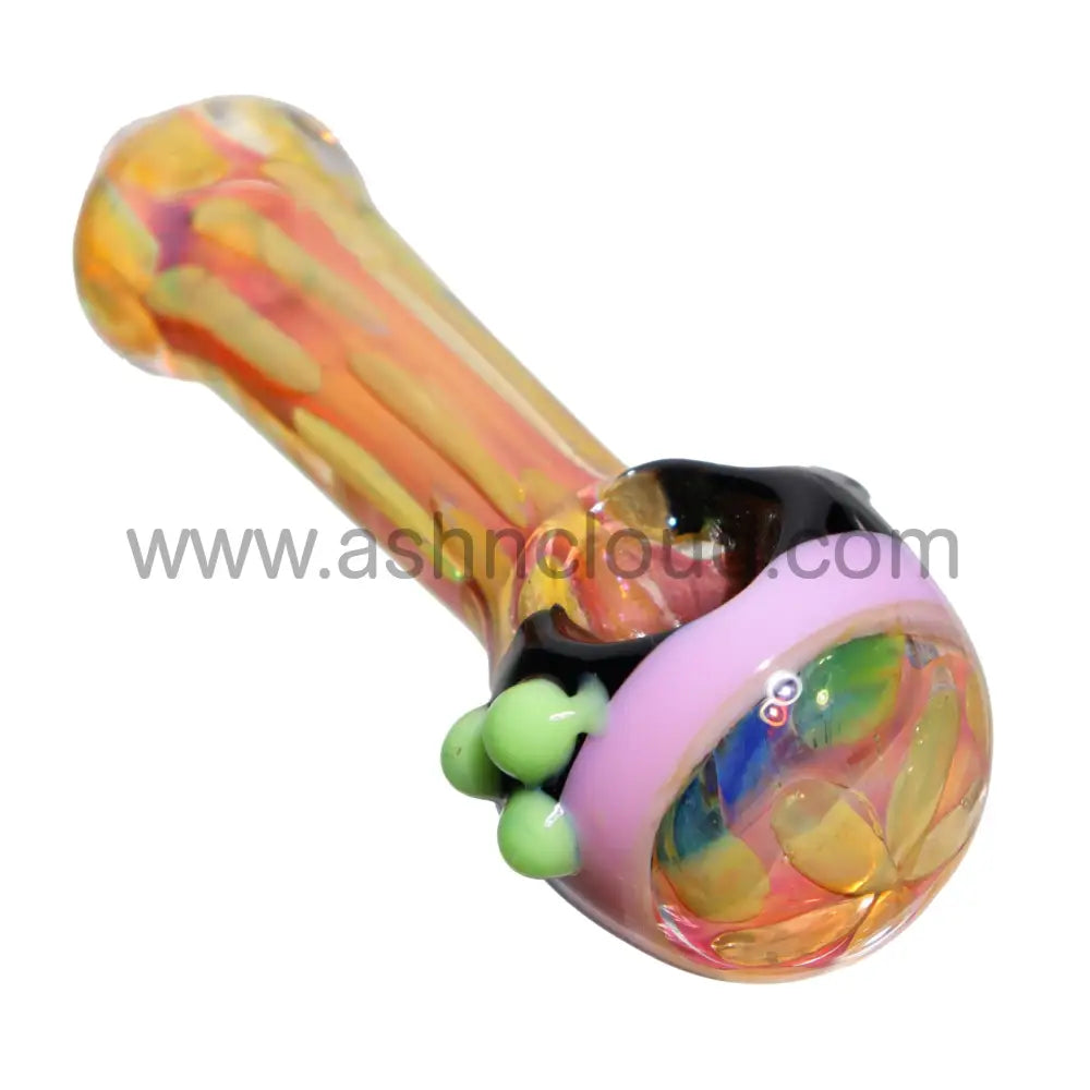 5 In - Fancy Honeycomb Gold Multicolor Head Hand Pipe Spoon