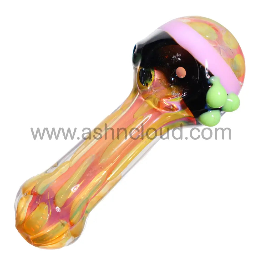 5 In - Fancy Honeycomb Gold Multicolor Head Hand Pipe Spoon