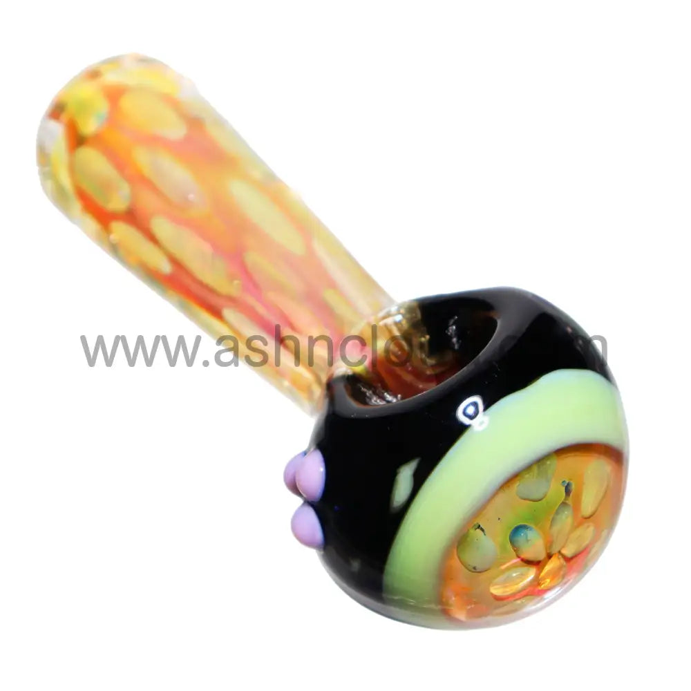 5 In - Fancy Honeycomb Gold Multicolor Head Hand Pipe Spoon