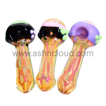 5 In - Fancy Honeycomb Gold Multicolor Head Hand Pipe Spoon