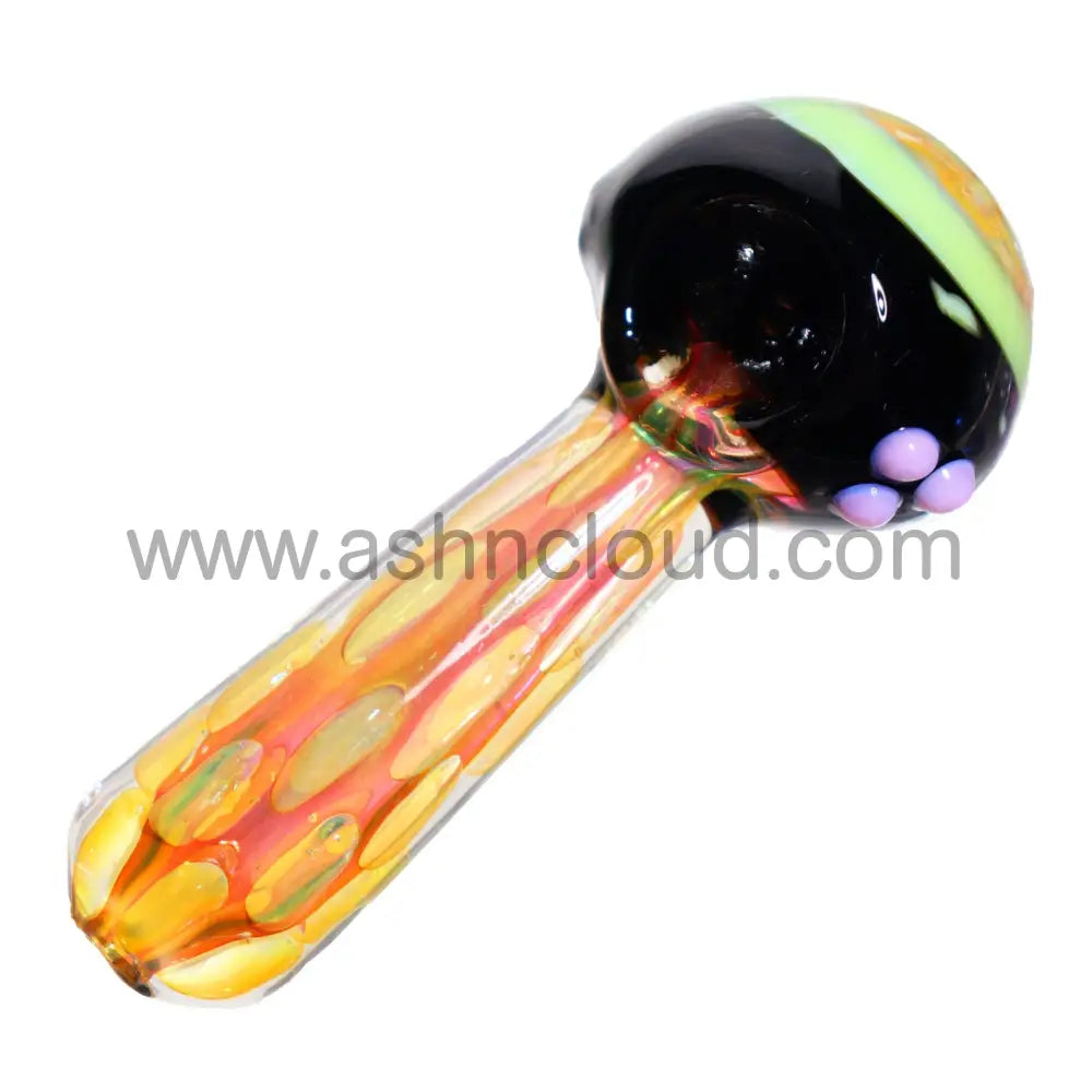 5 In - Fancy Honeycomb Gold Multicolor Head Hand Pipe Spoon