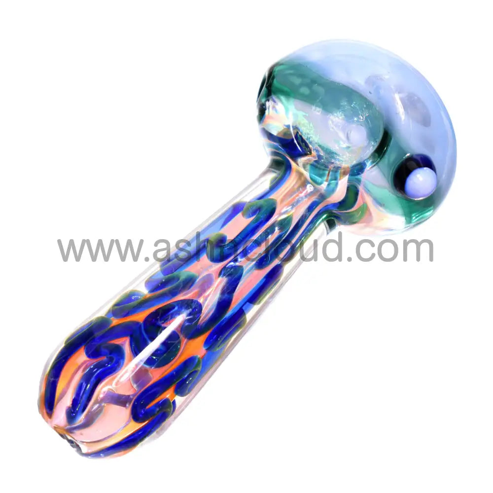 5 In - Fancy Honeycomb Swirl Pink Body Glass Hand Pipe
