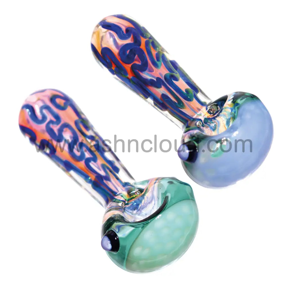 5 In - Fancy Honeycomb Swirl Pink Body Glass Hand Pipe