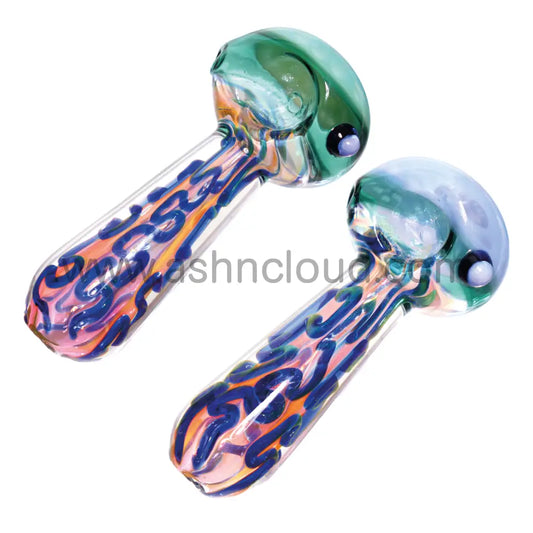 5 In - Fancy Honeycomb Swirl Pink Body Glass Hand Pipe