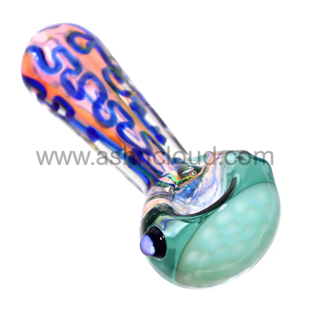 5 In - Fancy Honeycomb Swirl Pink Body Glass Hand Pipe