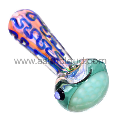 5 In - Fancy Honeycomb Swirl Pink Body Glass Hand Pipe