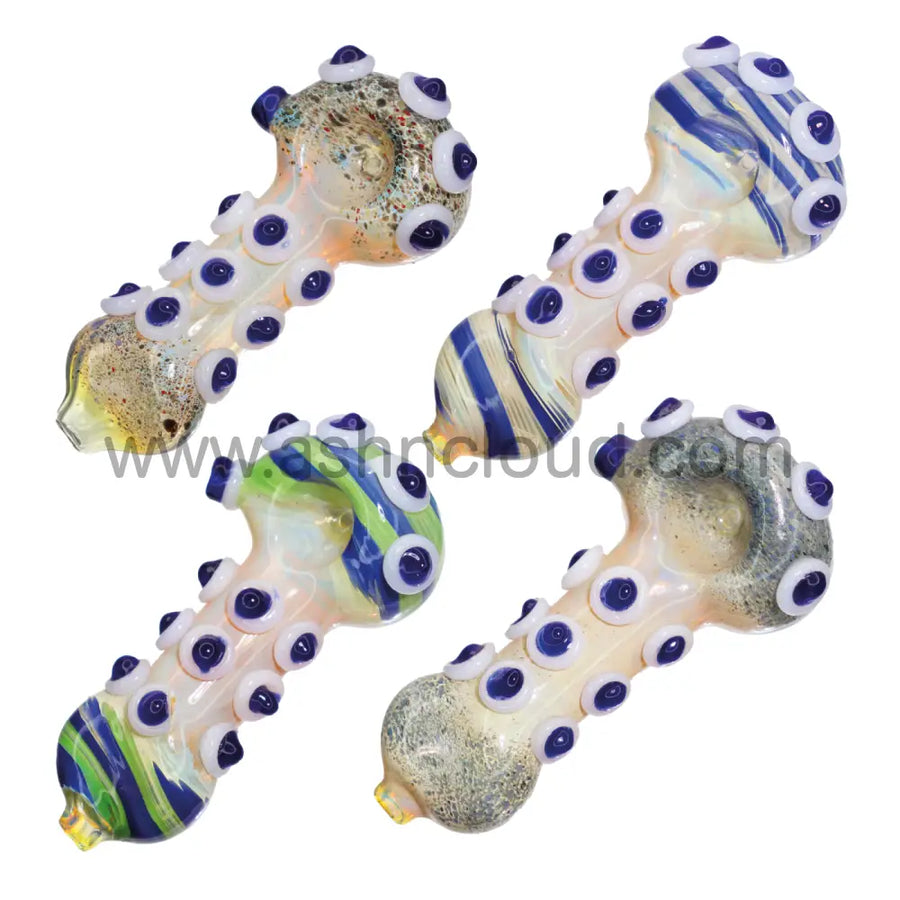 4.5 Inch Heavy Glass Spoon Pipe with Marble Accents