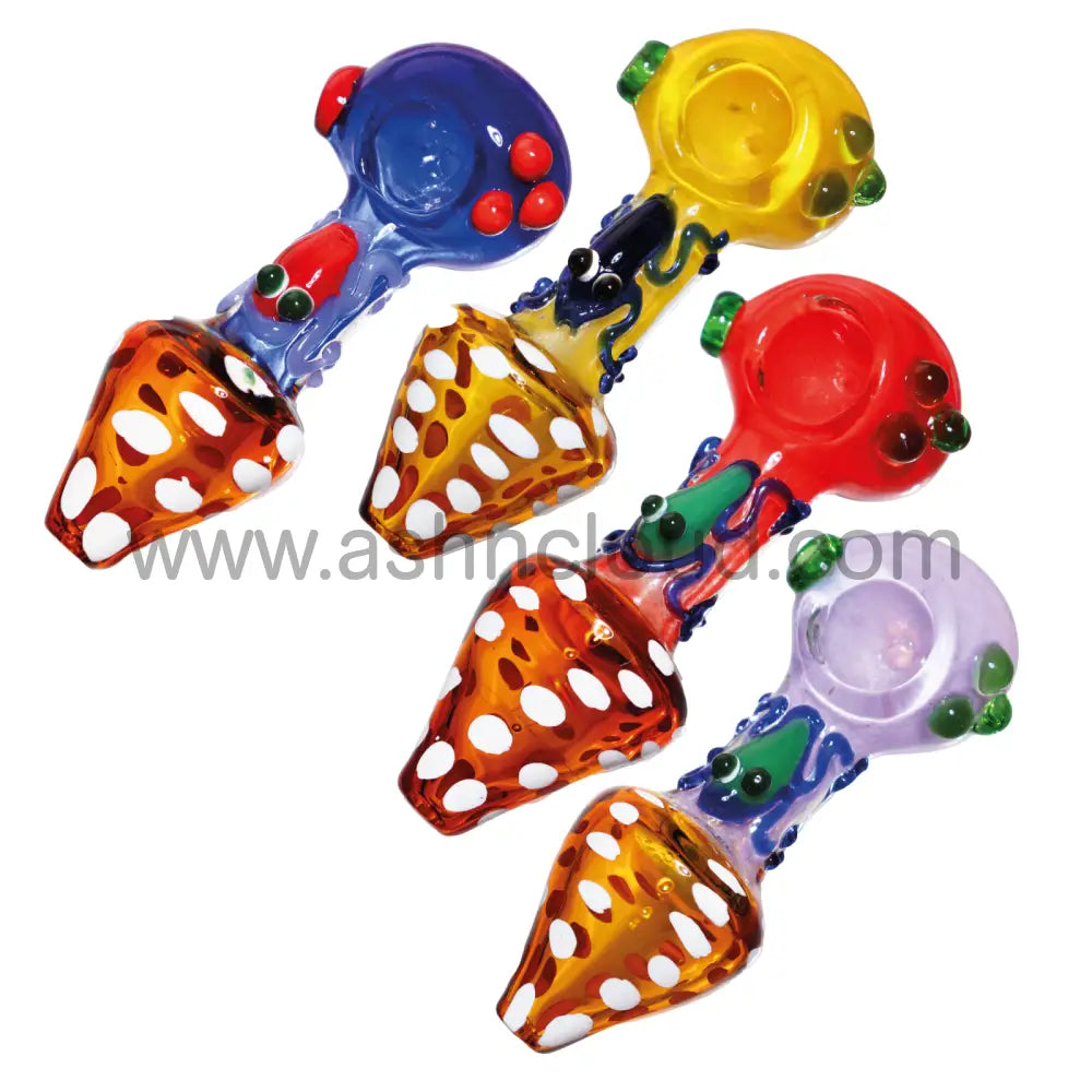 5 In - Fancy Mushroom Multicolor Hand Pipe Spoon