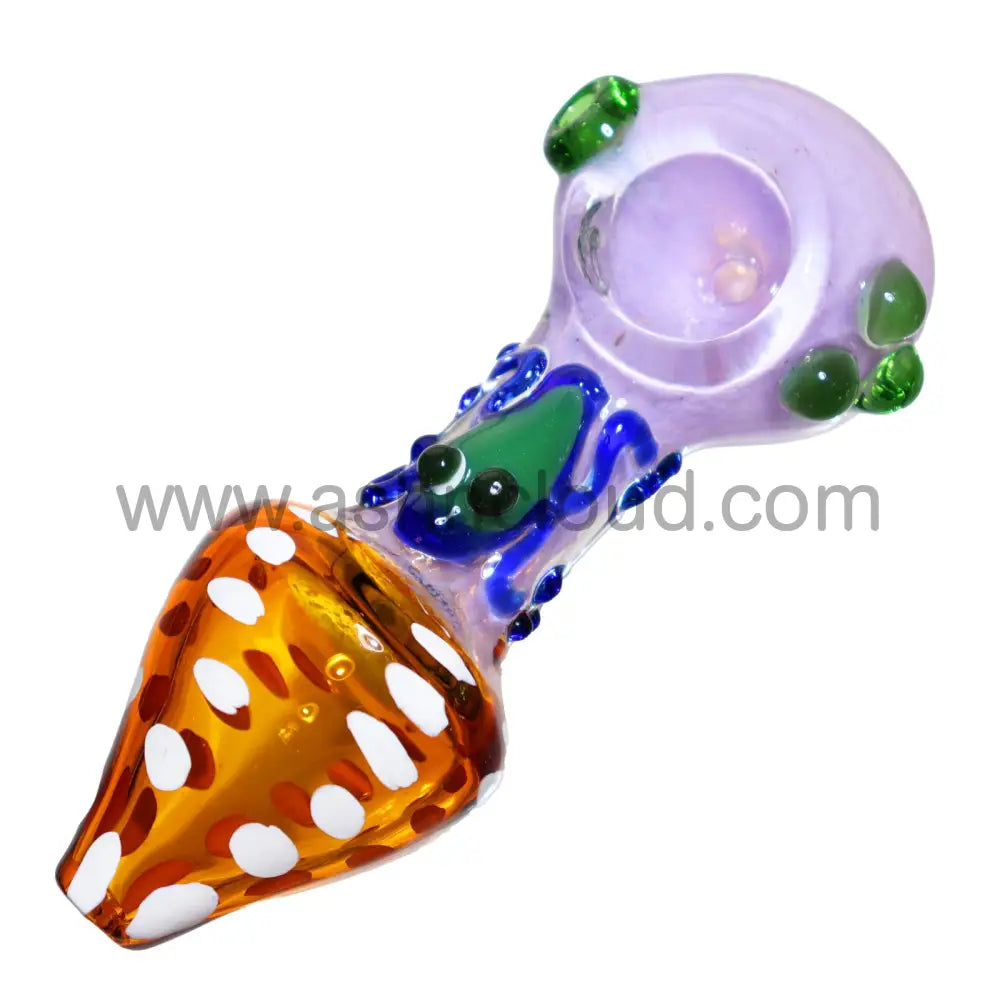 5 In - Fancy Mushroom Multicolor Hand Pipe Spoon