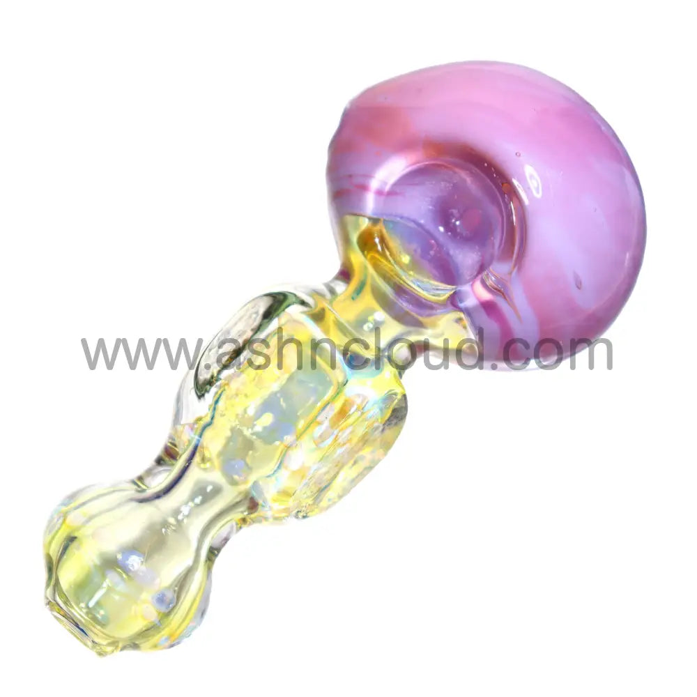 5 In - Fancy Polka Dots Handle Multicolor Milky Head Hand Pipe Spoon