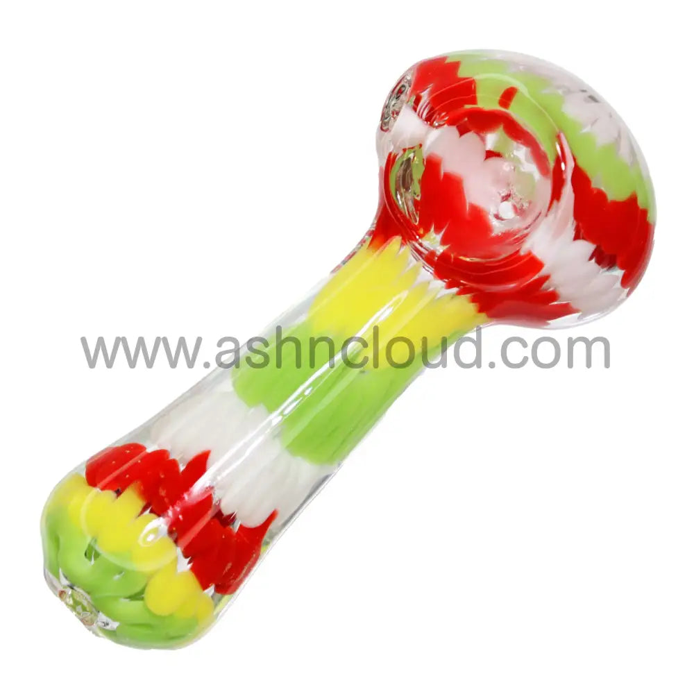 5 In - Fancy Rasta Mix Colors Glass Hand Pipe Spoon