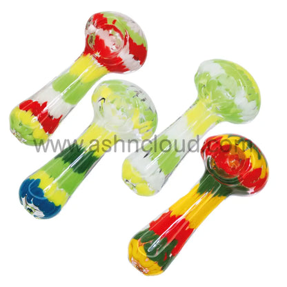 5 In - Fancy Rasta Mix Colors Glass Hand Pipe Spoon