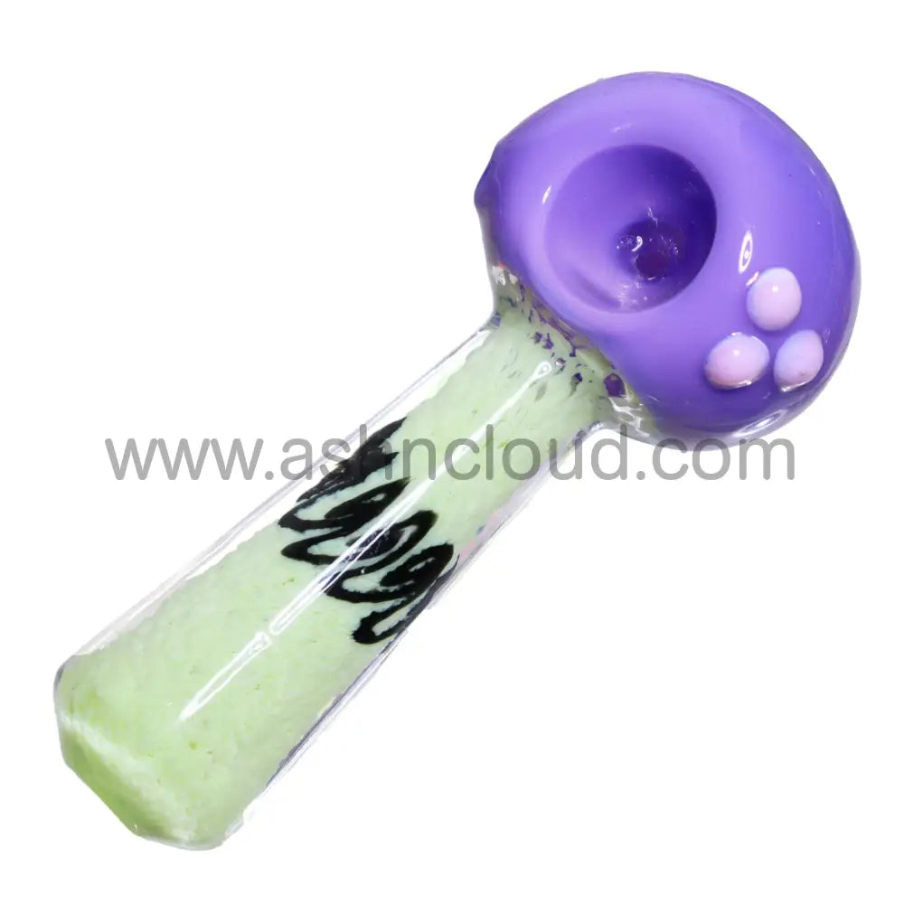 5 In - Fancy Slime Colors Doted Black Sign Hand Pipe Spoon