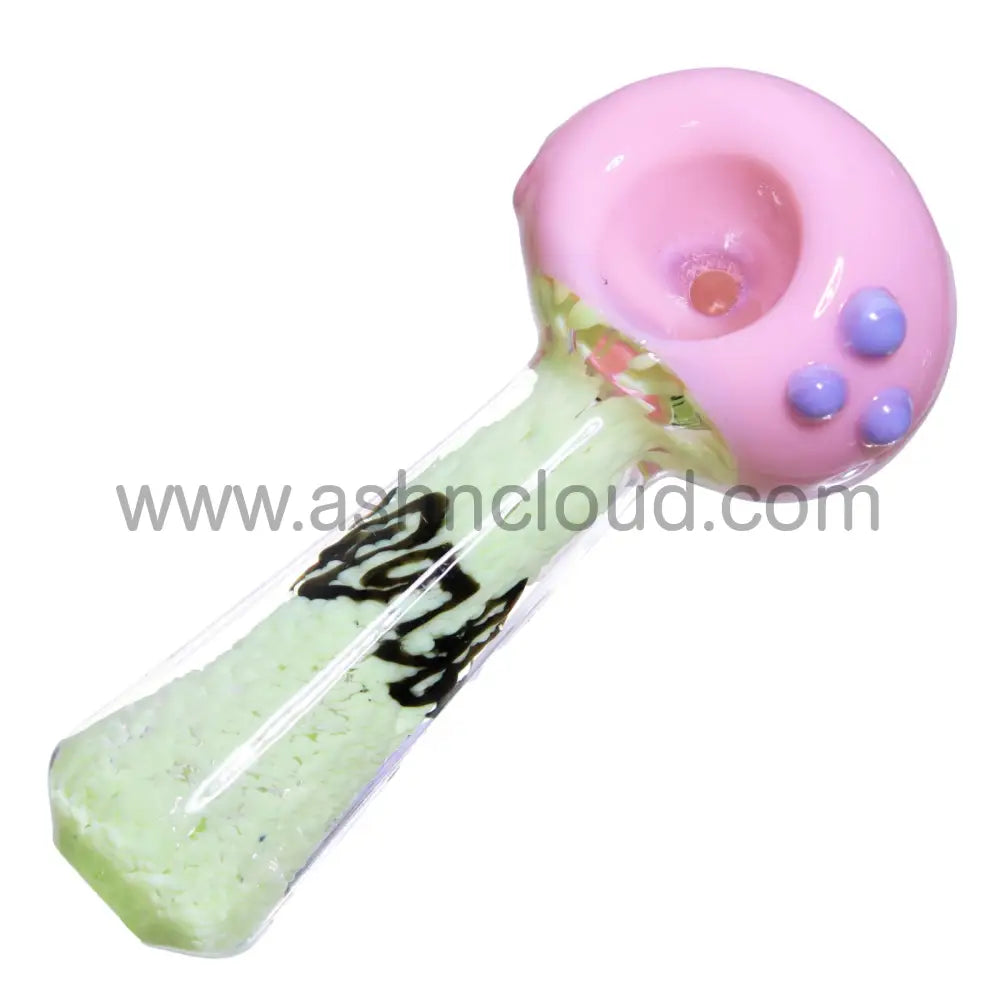 5 In - Fancy Slime Colors Doted Black Sign Hand Pipe Spoon