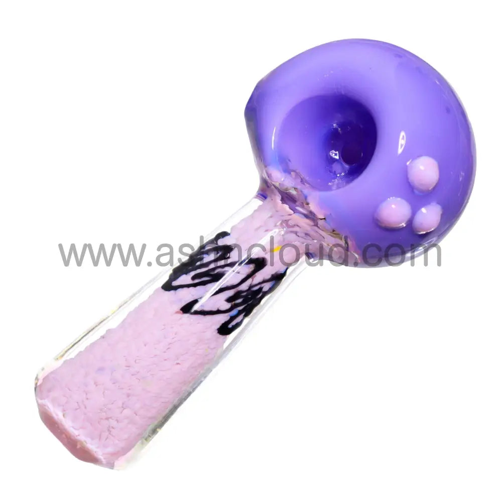 5 In - Fancy Slime Colors Doted Black Sign Hand Pipe Spoon