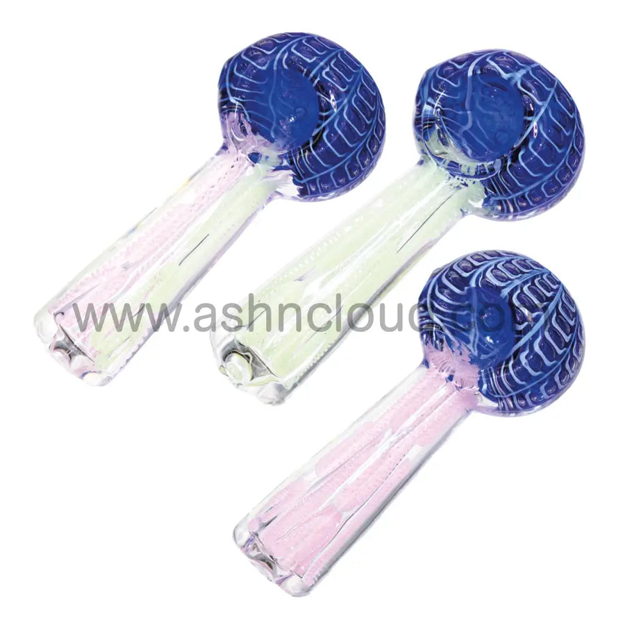 5 Inch Spiderweb Blue Glass Spoon Pipe