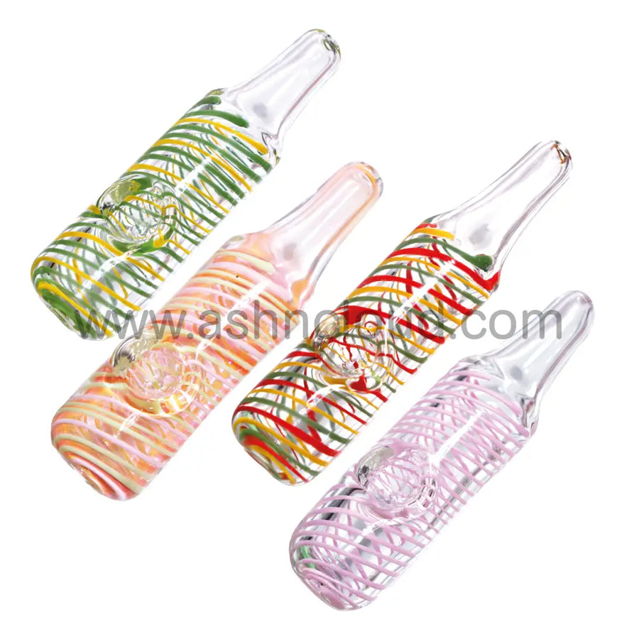 5 Inch Glass Hand Pipe with Linework Design