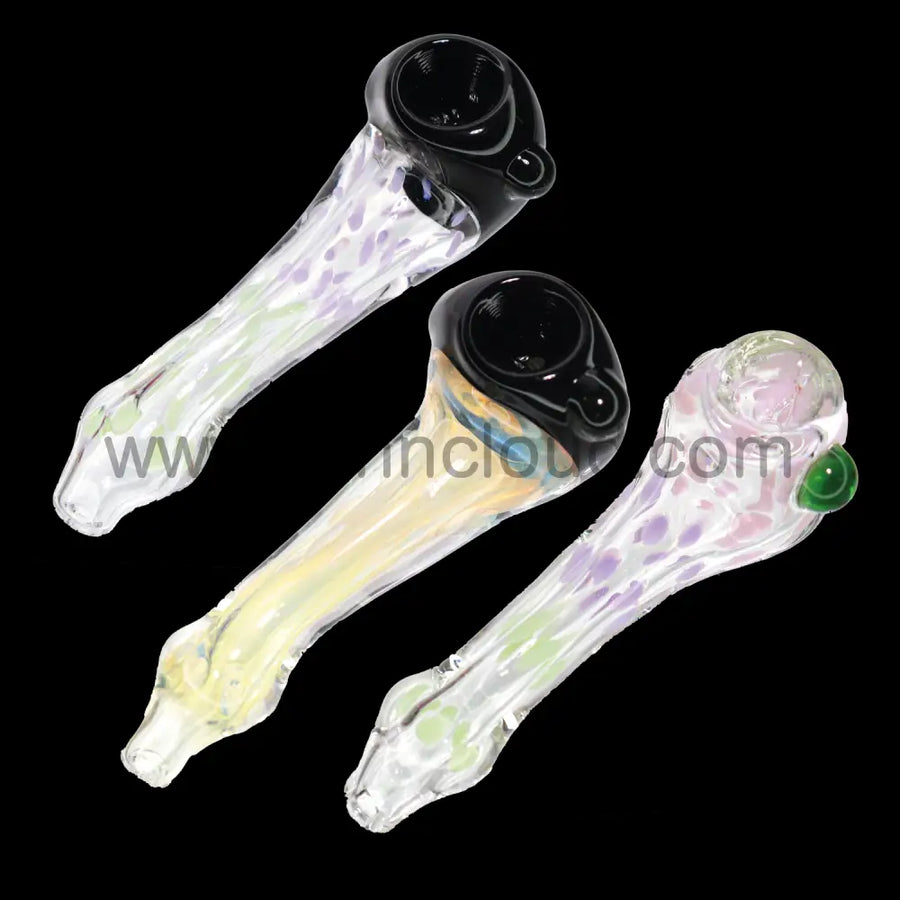 5 Inch Sherlock-Style Glass Hand Pipe, Fumed Dot Design