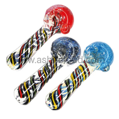 5 In - Glass Twisted Color Head Hand Pipe Spoon