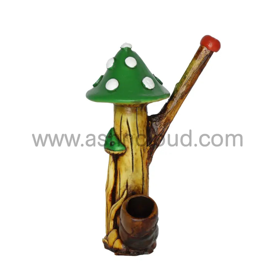 5 Inch Green Mushroom Design Handmade Bong