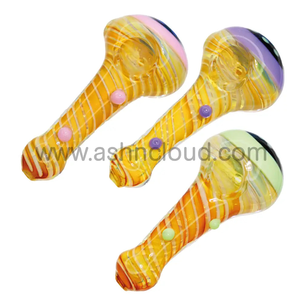 5 In Honeycomb Black Head Streaky Fancy Hand Pipe Spoon