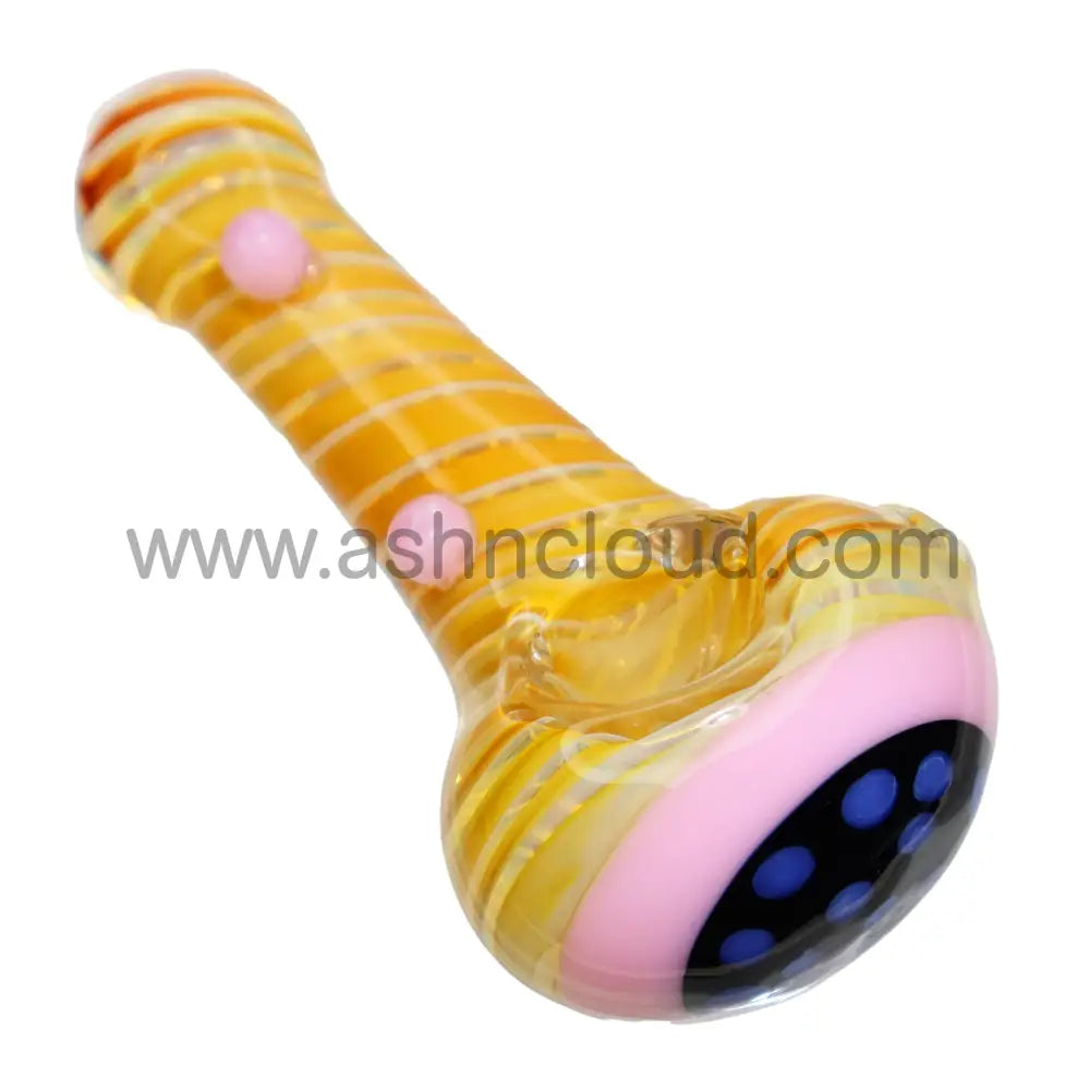 5 In Honeycomb Black Head Streaky Fancy Hand Pipe Spoon