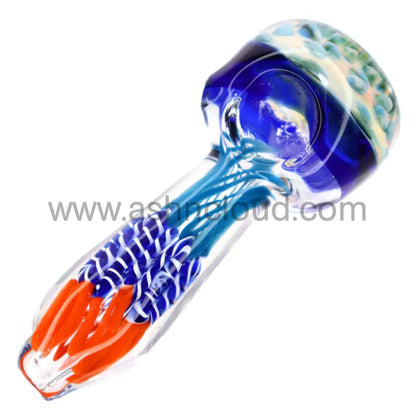 5 In - Honeycomb Head Exotic Handle Glass Hand Pipe Spoon