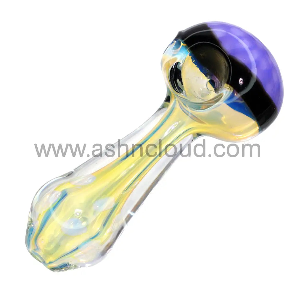 5 In - Honeycomb Multicolro Head And Doted Handle Spoon Hand Pipe