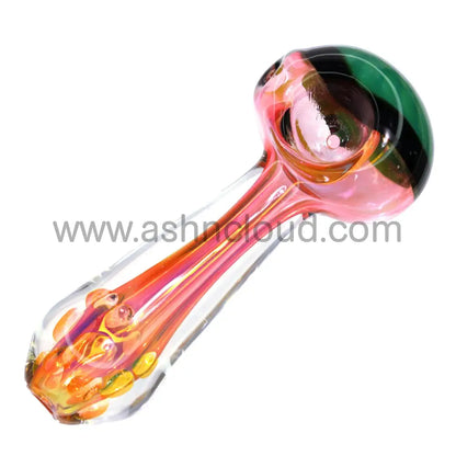 5 In - Honeycomb Multicolro Head And Doted Handle Spoon Hand Pipe