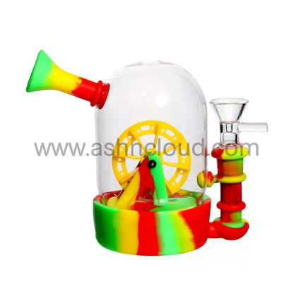 5 In - Hybrid Glass Silicone Bong Multidesign Spinning Wheel