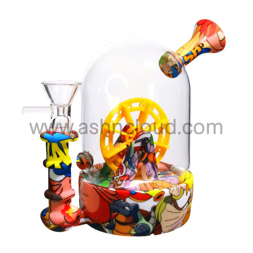 5 In - Hybrid Glass Silicone Bong Multidesign Spinning Wheel