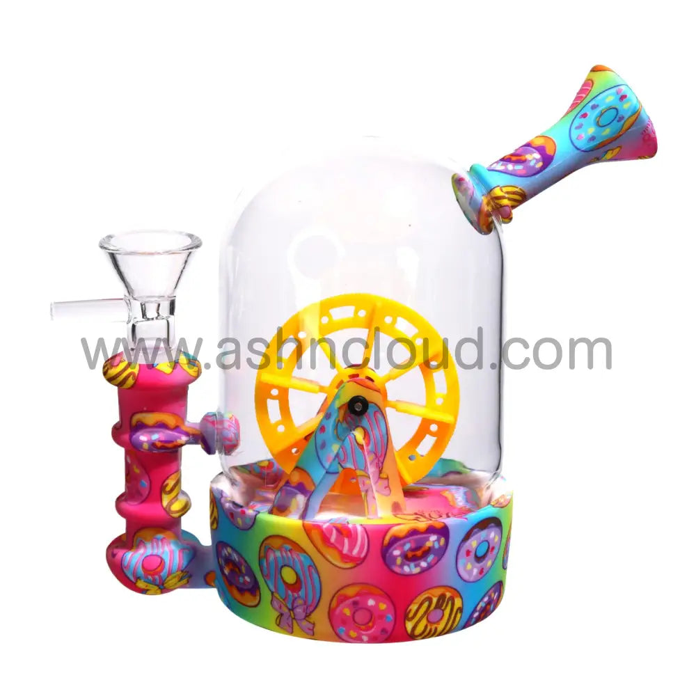 5 In - Hybrid Glass Silicone Bong Multidesign Spinning Wheel