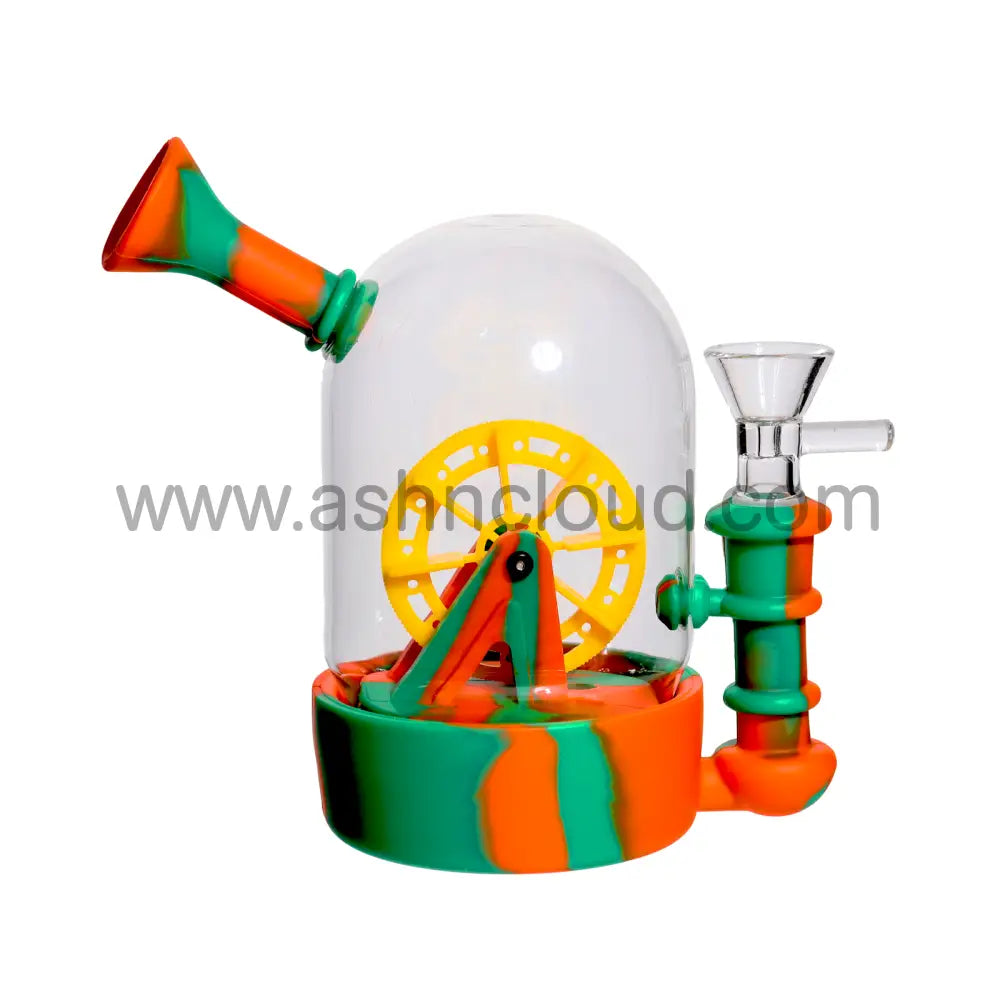 5 In - Hybrid Glass Silicone Bong Multidesign Spinning Wheel