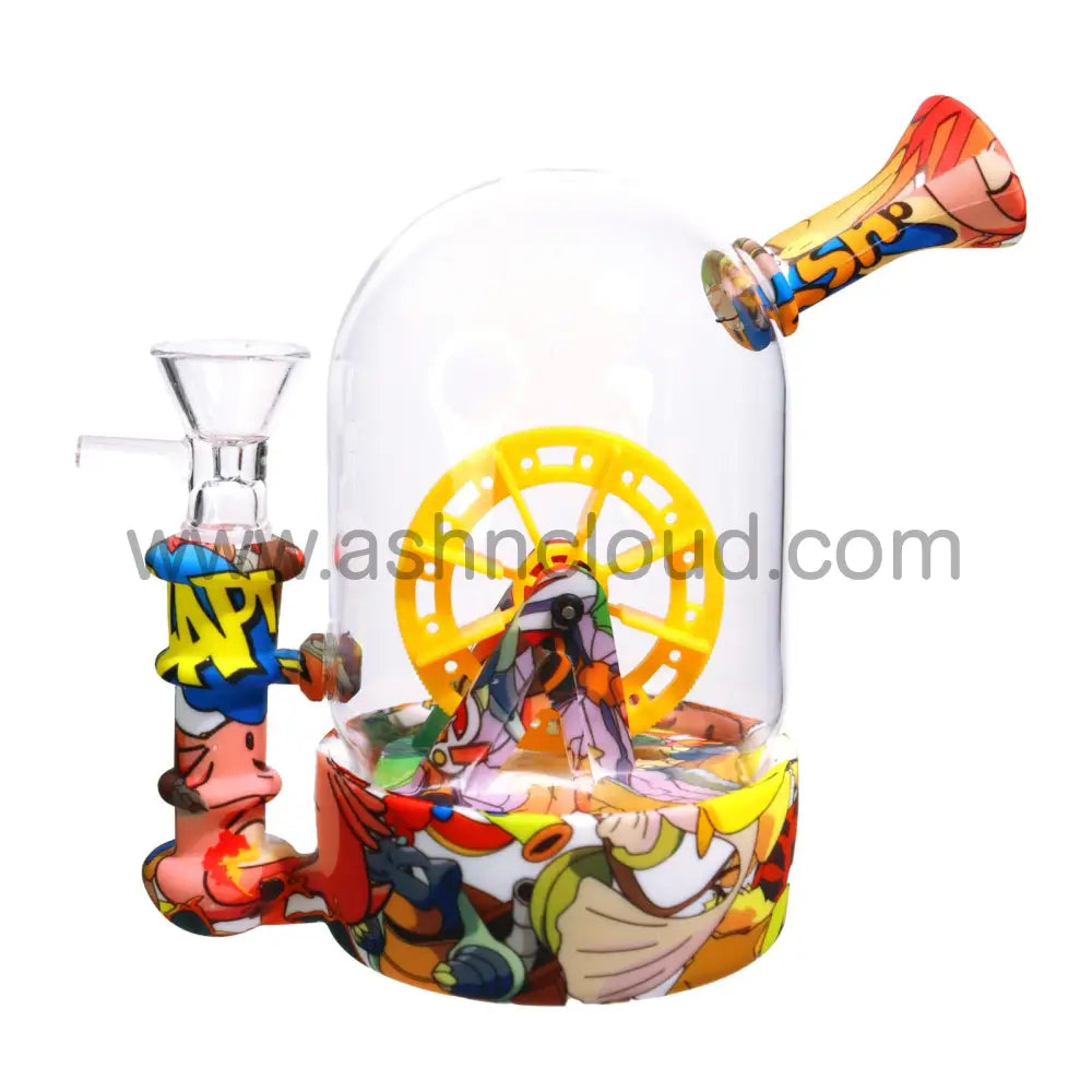 5 In - Hybrid Glass Silicone Bong Multidesign Spinning Wheel