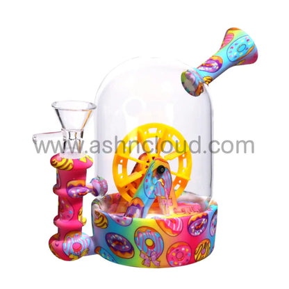 5 In - Hybrid Glass Silicone Bong Multidesign Spinning Wheel