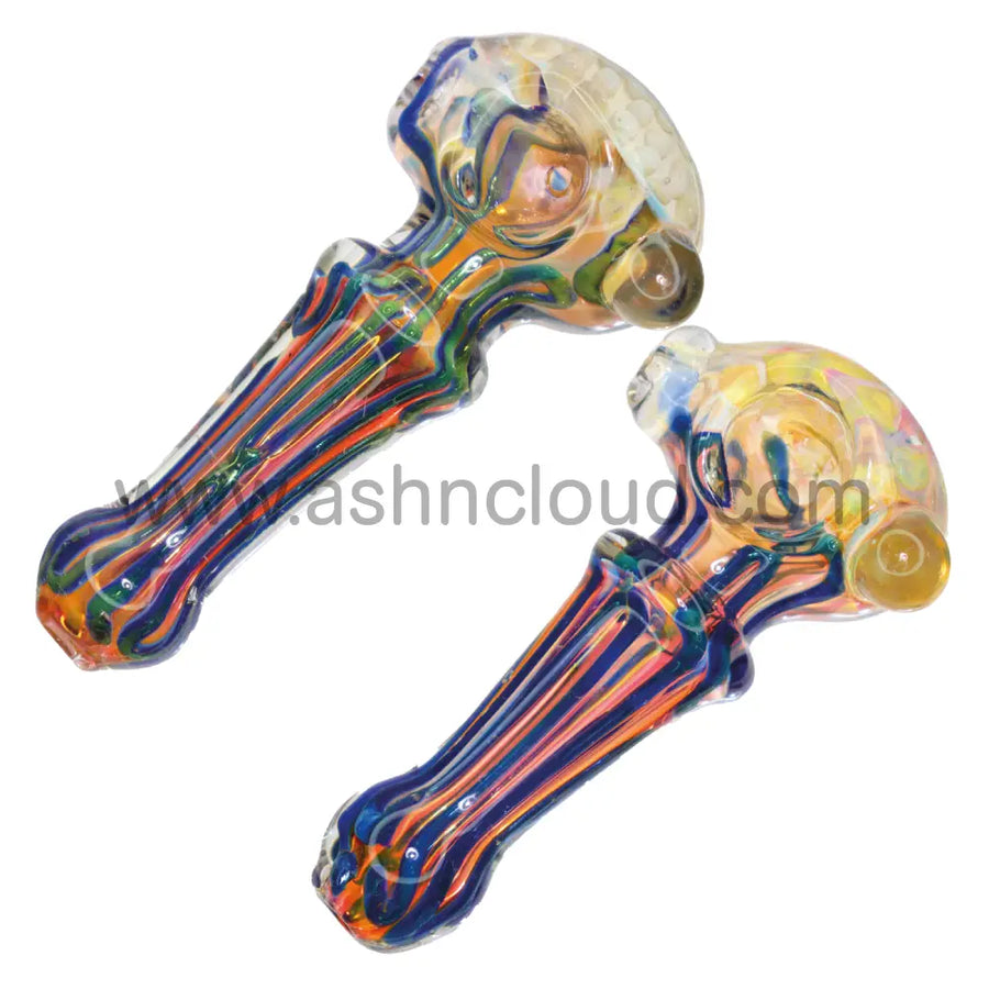 5 Inch Marble Head Rainbow Linework Glass Hand Pipe